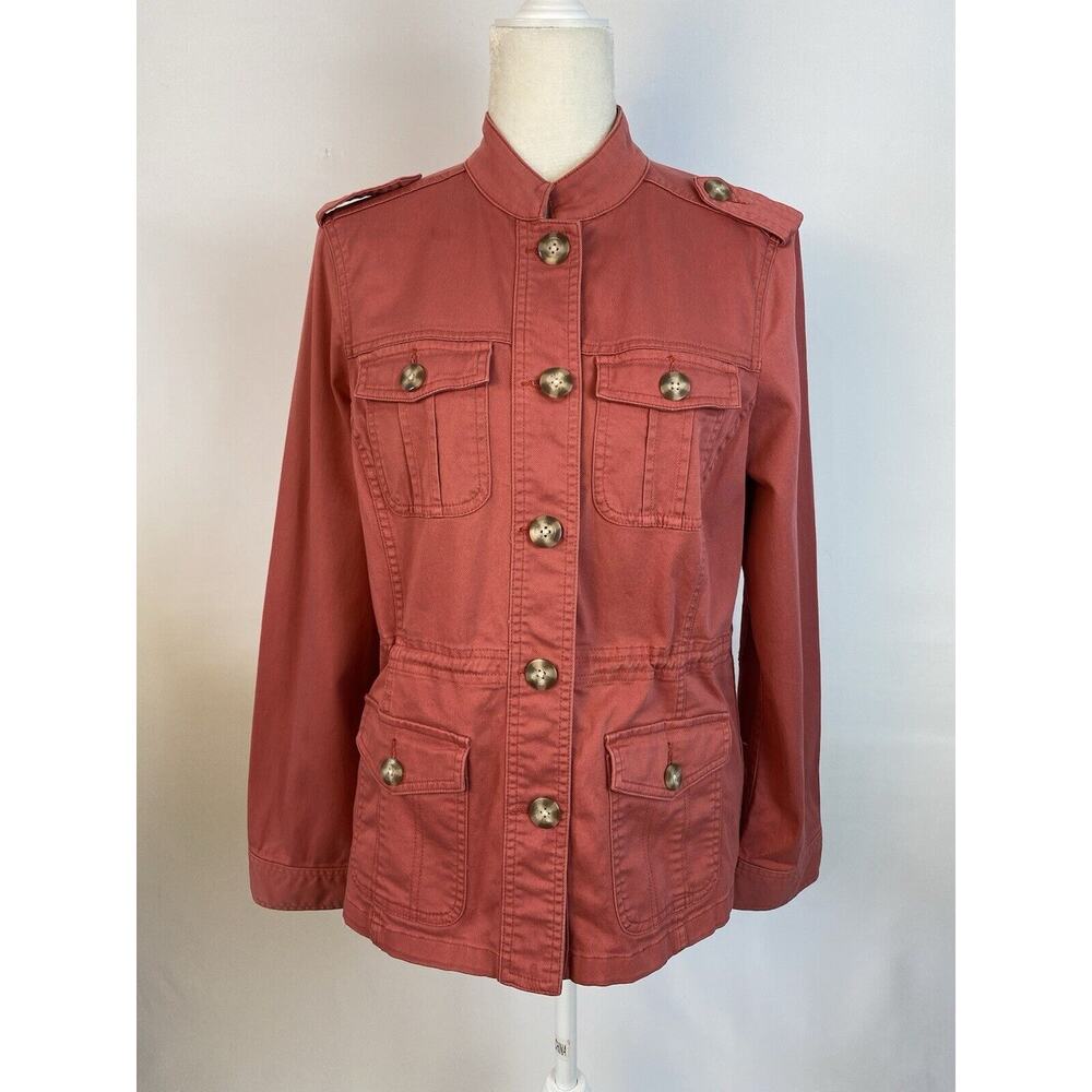 LL Bean Women’s Field Jacket Sz S Military Utility Cargo Chore Lightweight Pink